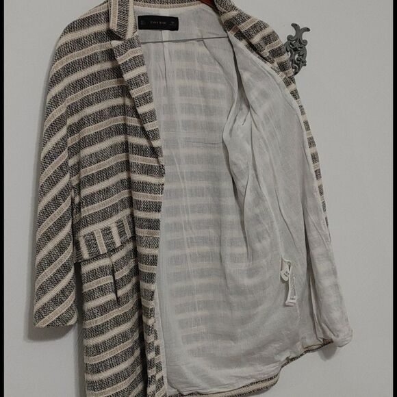 Zara Striped Coat Size Large - Picture 4 of 8